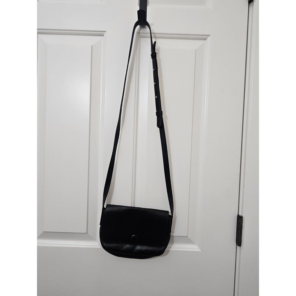 American Eagle Small Black Leather Crossbody Purse Handbag Made in Italy